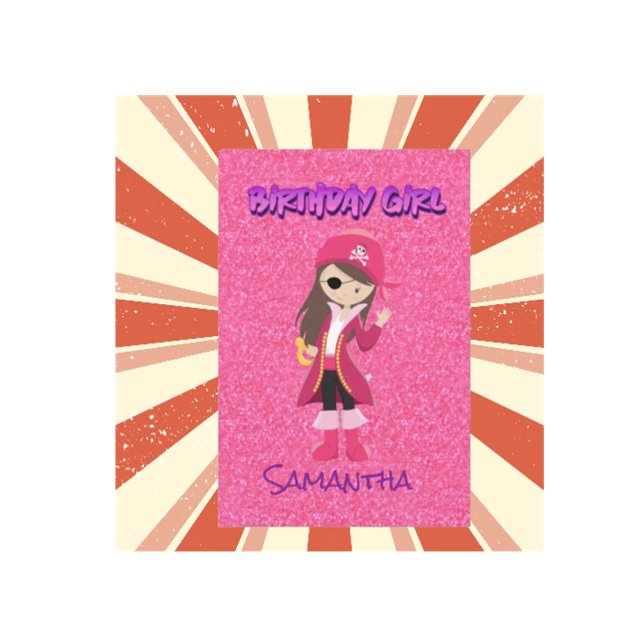 Cartão De Notas Menina Pirata Mágica com Purpurina Rosa Pastel (reaching out to share an exciting opportunity for your little one's upcoming birthday celebration.)