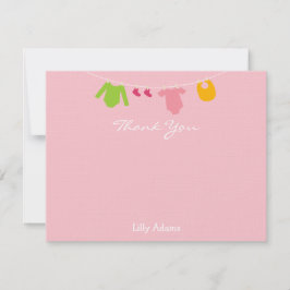 Cartão De Notas Meninas Chá de fraldas Obrigado Nota