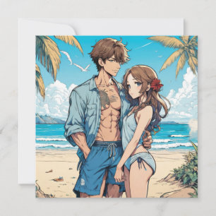 Cartão De Notas Menino e menina de anime