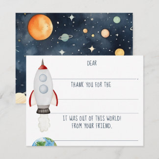 Cartão De Notas Meninos Foguete Espacial Exterior Preenchimento de