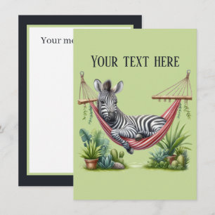 Cartão De Notas Mensagem de adição de uma zebra bebê bonita