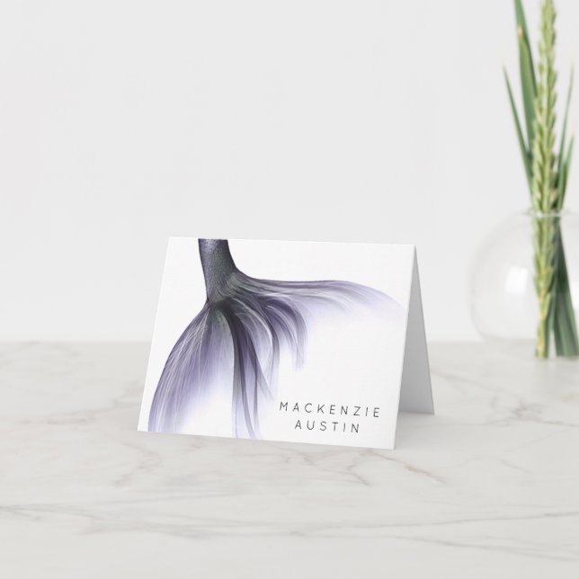 Cartão De Notas Mermaid Chic Tail | Lavanda Dusty Púrpura Personal (Frente)