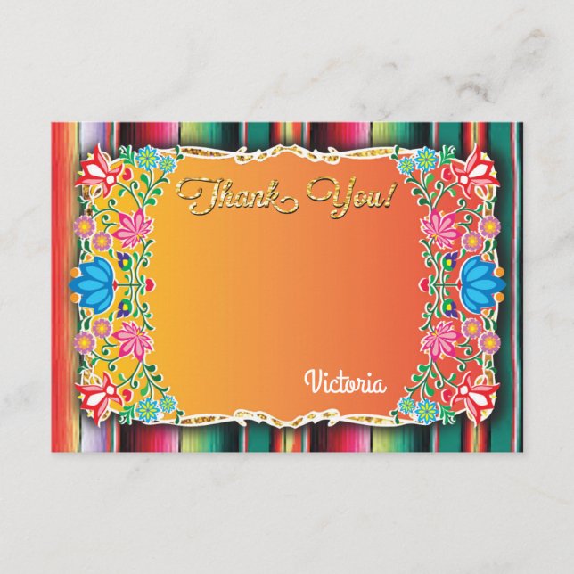 Cartão De Notas Mexicano Fiesta Obrigado bilhete (Frente)