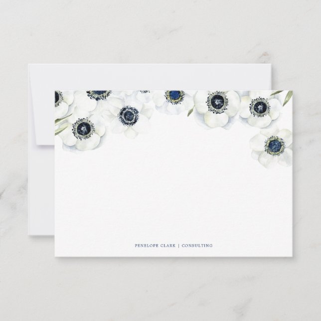 Cartão De Notas Midnight Anemone | Casamento Floral (Frente)