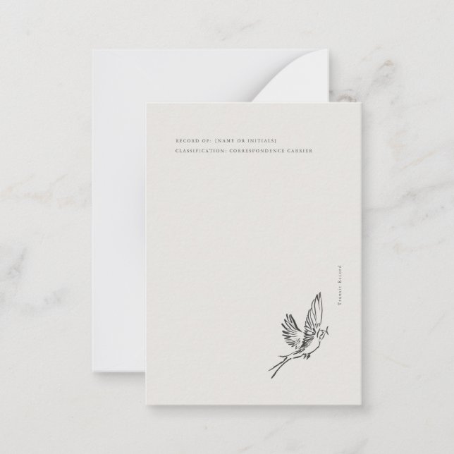 Cartão De Notas Migratory Swallow- Naturalist Menagerie Archive  (Frente)