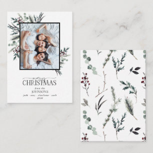 Cartão De Notas Mini Black Winter Botanical Photo Feliz Natal