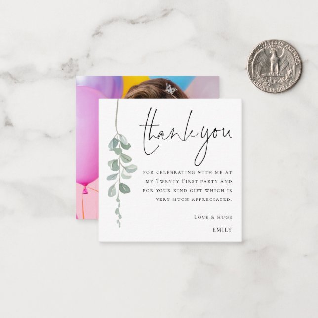 Cartão De Notas MINI Eucalipto Foto Vinte e Um Obrigado (Frente/Verso In Situ)