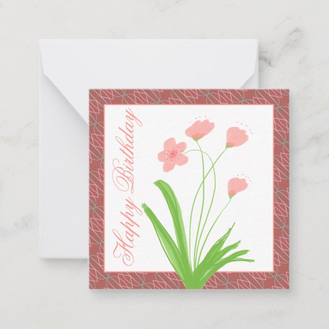 Cartão De Notas Mini Floral Rosa (Frente)
