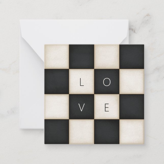 Cartão De Notas Mini Letras Personalizadas de Checadores Pretos e  (Frente)