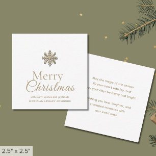 Cartão De Notas Mini Natal Branco Dourado Floco de Neve