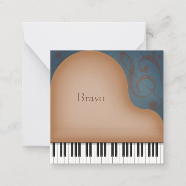 Cartão De Notas Mini Personalizada para Piano Grande Castanho (Frente)
