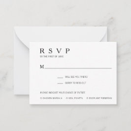 Cartão De Notas Mini placa RSVP de Casamento Moderno Simples