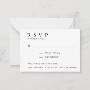 Cartão De Notas Mini placa RSVP de Casamento Moderno Simples