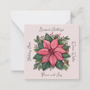 Cartão De Notas Mini Poinsettia Rosa Natal Sem Denominação