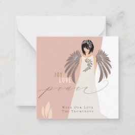 Cartão De Notas MINI SIZE Joy Love Peace Angel Holiday Card