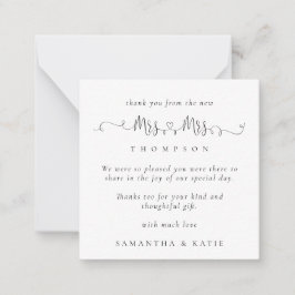 Cartão De Notas MINI Sra. Rings Obrigados de casamento lésbicas