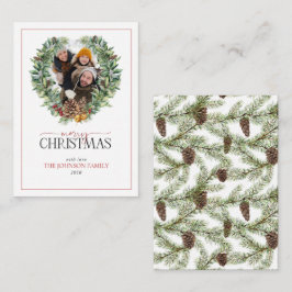 Cartão De Notas Mini Winter Pine Wreath Photo Feliz Natal