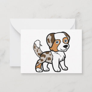 Cartão De Notas Miniatura - Pastor Americano Vermelho Merle w Tail