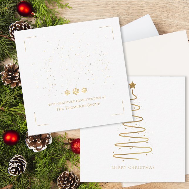 Cartão De Notas Minimal Gold Christmas Tree Corporate Holiday (Minimal Gold Christmas Tree Corporate Holiday Note Card)