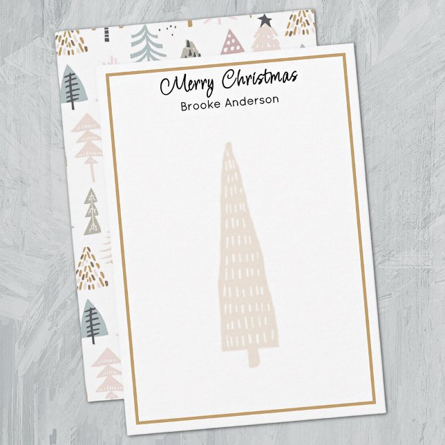 Cartão De Notas Minimalist 3.5x5-in Illustrated Trees Christmas  (Criador carregado)