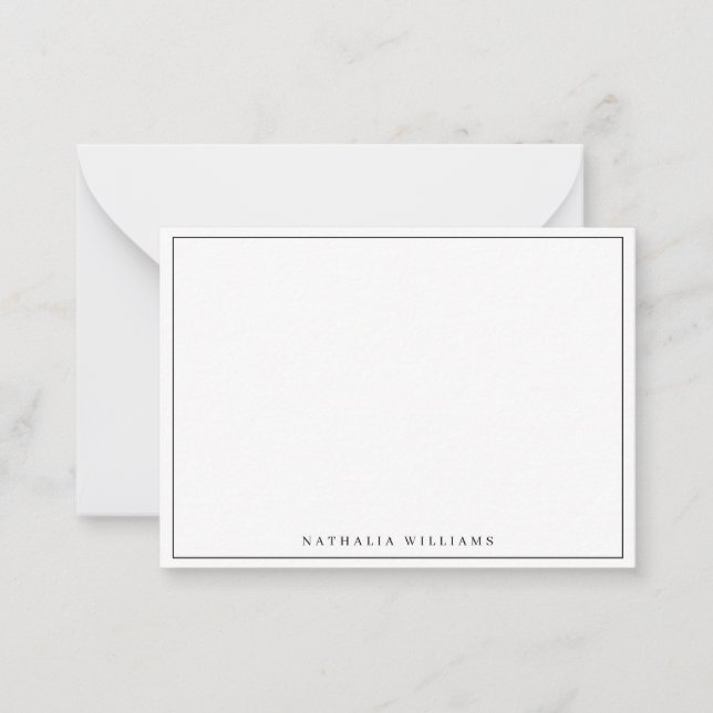 Cartão De Notas Minimalist Basic Personalize Black Stationery (Frente)