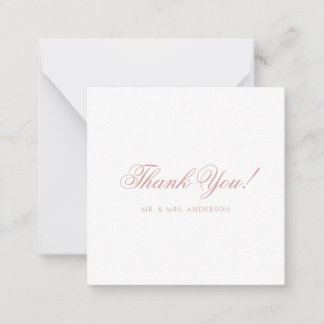 Cartão De Notas Minimalist Dusty Rose Script Wedding Thank You