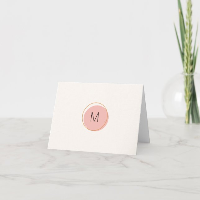Cartão De Notas Minimalist Modern Monogram Blush Pink Personalized (Frente)