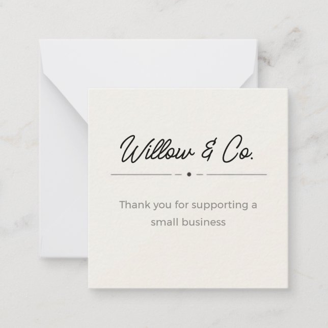 Cartão De Notas Minimalist Modern Small Business Thank You Card (Frente)