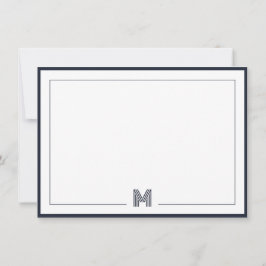Cartão De Notas Minimalist Monogram Double Border Stationery