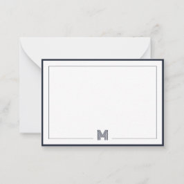 Cartão De Notas Minimalist Monogram Double Border Stationery