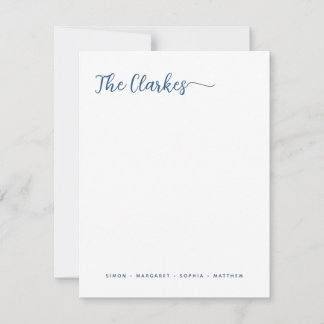 Cartão De Notas Minimalist Navy Blue Family Stationery Vertical
