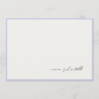 Cartão De Notas Minimalist Periwinkle Border Personalized Script