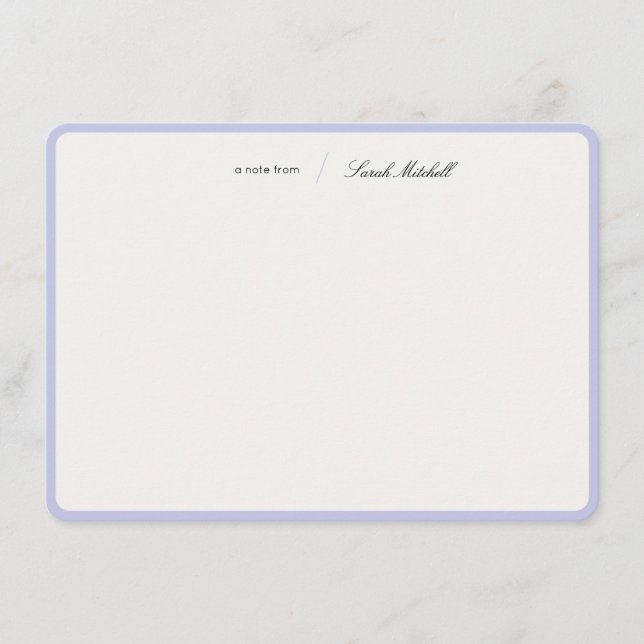 Cartão De Notas Minimalist Periwinkle Personalized Script Rounded (Frente)