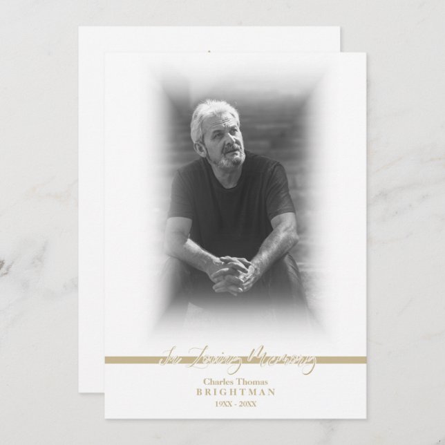 Cartão De Notas Minimalist Photo Remembrance Service Dear Ones (Frente/Verso)