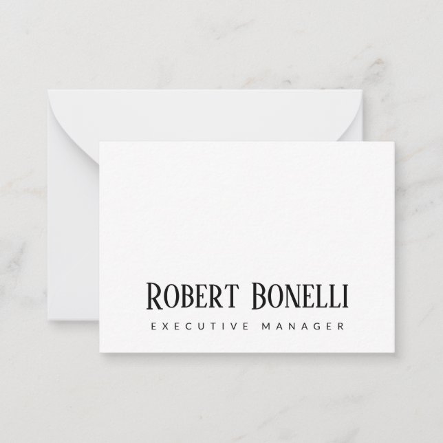 Cartão De Notas Minimalist Plain Black & White Modern Plain (Frente)