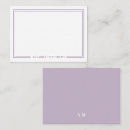 Cartão De Notas Minimalist Purple Two Border Monogram
