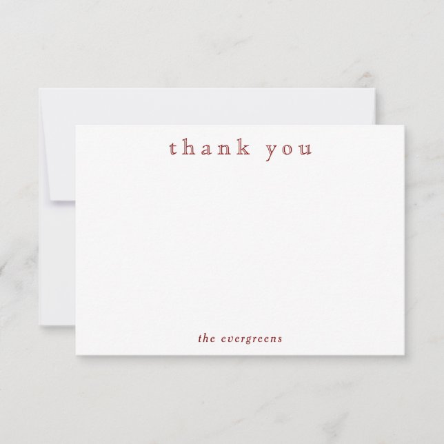 Cartão De Notas Minimalist Thank You Couples or Family Stationery (Frente)