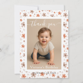Cartão De Notas Minimalist White Border Birthday Party Photo