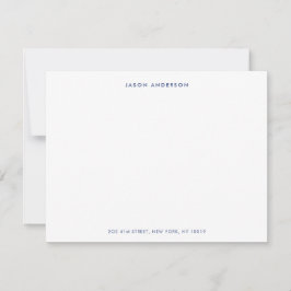 Cartão De Notas Minimalista Azul e Branco Personalizado Plano