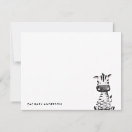Cartão De Notas Minimalista Bebe Zebra Fofo Crianças Personalizado