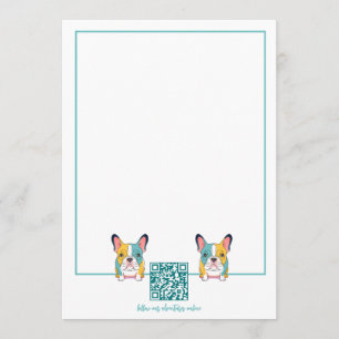 Cartão De Notas Minimalista – Bulldogue Francês & Código QR