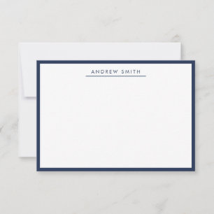 Cartão De Notas Minimalista Clássico de Linha Azul Elegante Modern