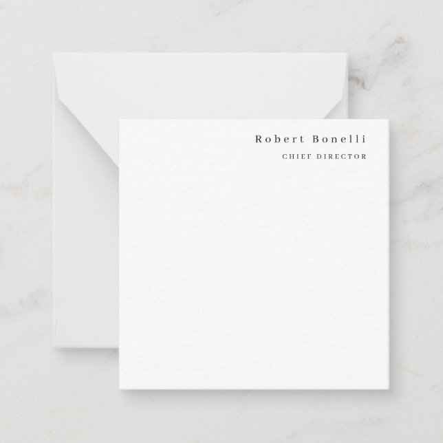 Cartão De Notas Minimalista Moderno Branco Simples (Frente)