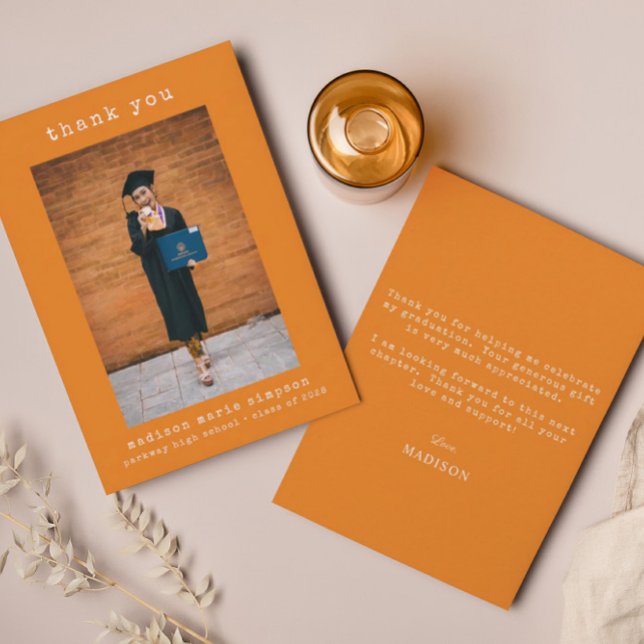 Cartão De Notas Mínimo de Graduação Obrigado Foto Simples (Criador carregado)