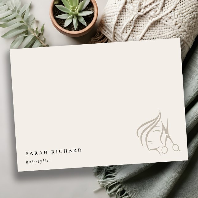 Cartão De Notas Mínimo Elegante Hairstylist Tesoura de Cabelo de M (Criador carregado)