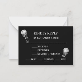 Cartão De Notas Mínimo, Elegante, Preto e Branco com Resposta de R