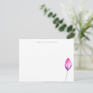 Cartão De Notas Mínimo Elegante, Rosa Rosa, Floral, Personalizado