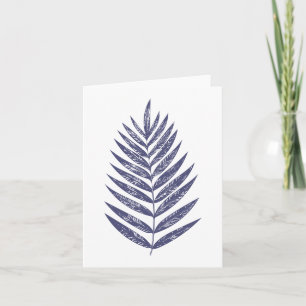 Cartão De Notas Mínimo Fern Palm Deixa Marinho Arte Natural Azul