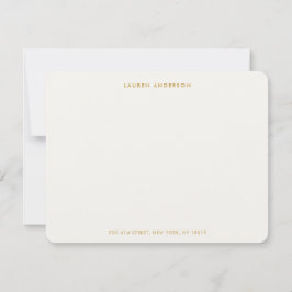 Cartão De Notas Mínimo luxo, marfim e Dourado plano personalizado