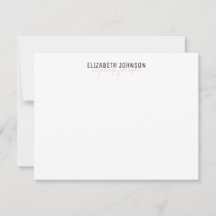 Cartão De Notas Mínimo preto e rosa doce, simples